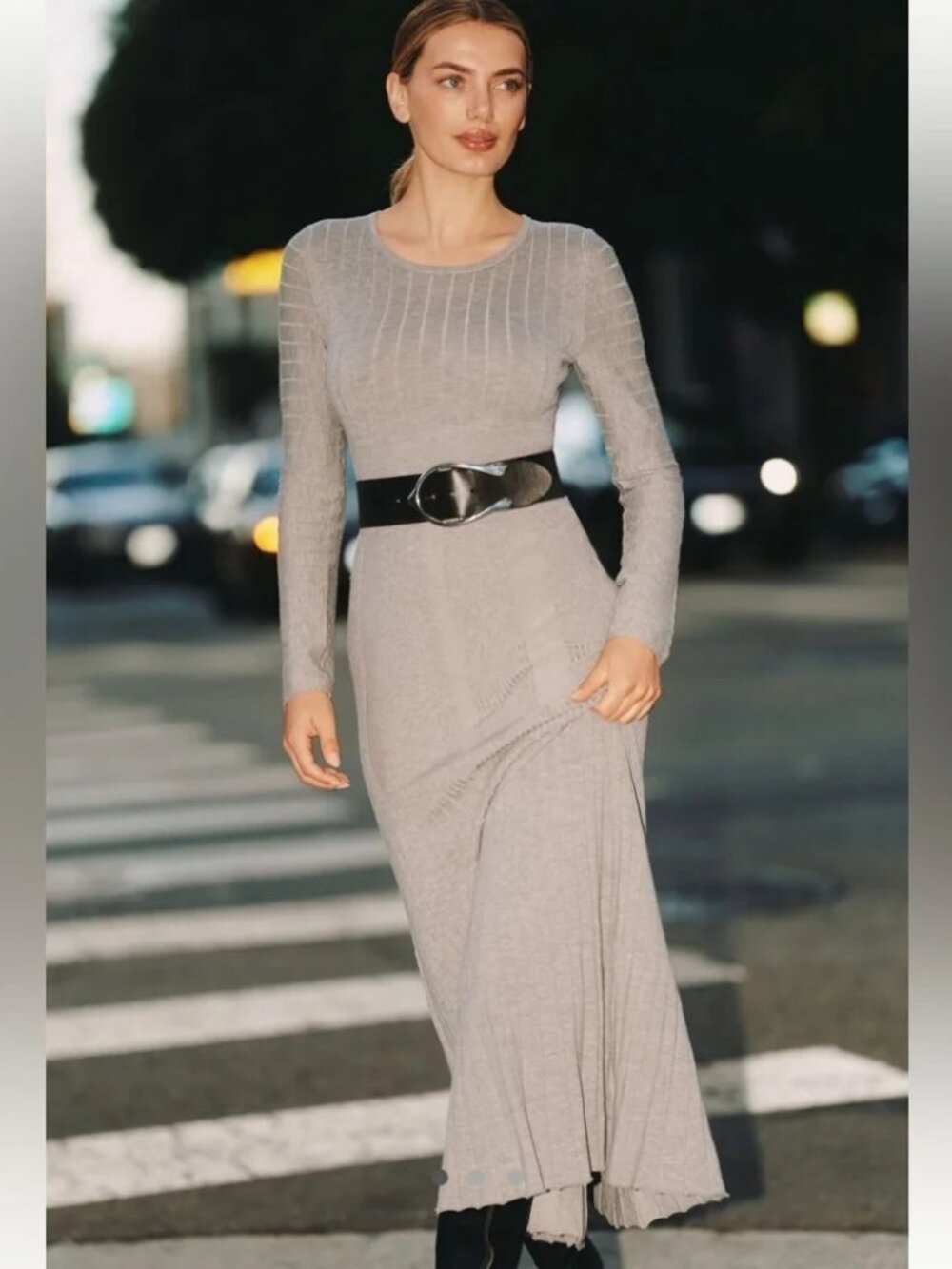 anthropologie Mare Mare Long-Sleeve Slim Sweater Maxi DRESS XS GRAY new with tag